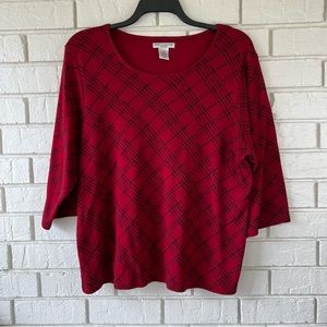 Rebecca Malone 2X Red pattern 3/4 Sleeve Shirt
